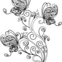 Vinilo decorativo Mariposas Flores